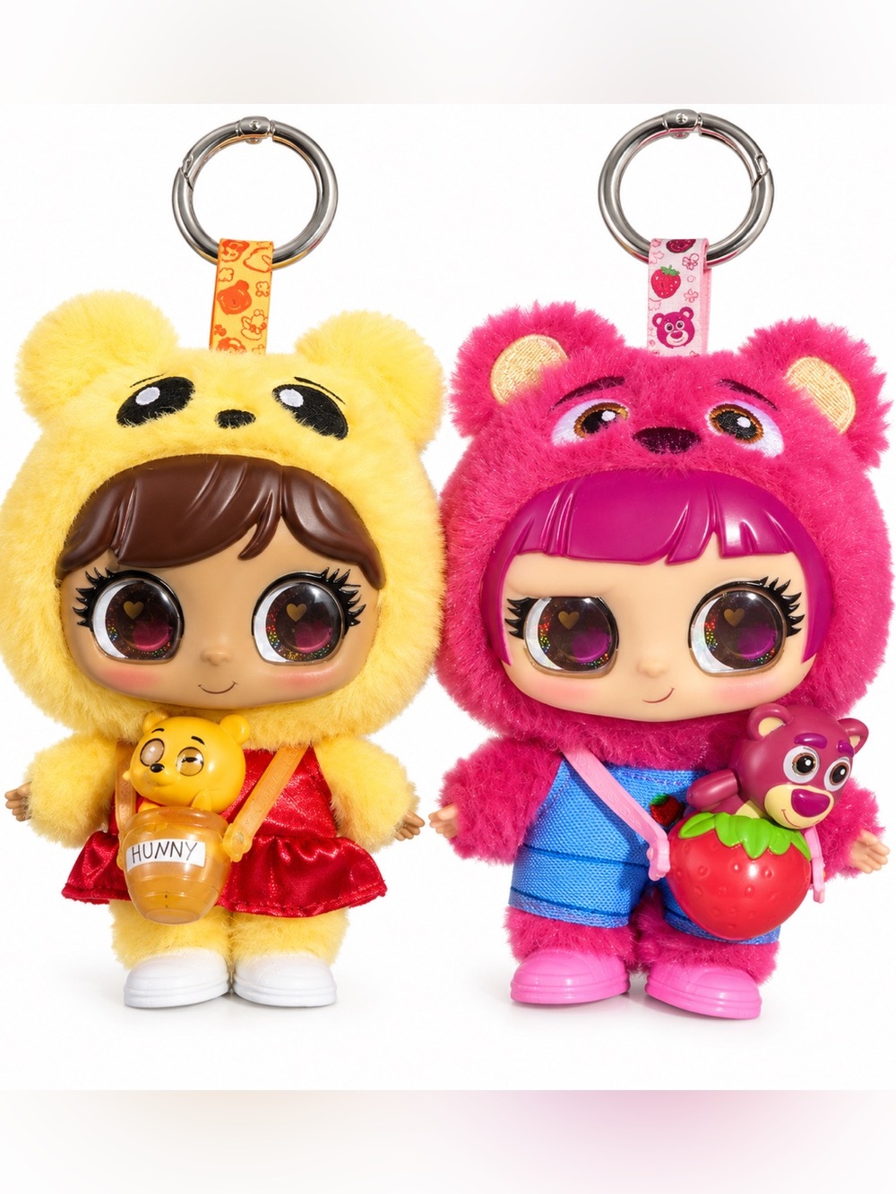 Disney Doorables Adoorbs Littlz Vinyl Plush Keychain Lot of 2 Winnie Pooh Lotso